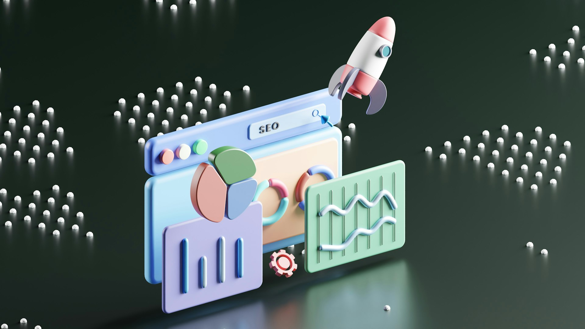 3D Illustration of SEO dashboards